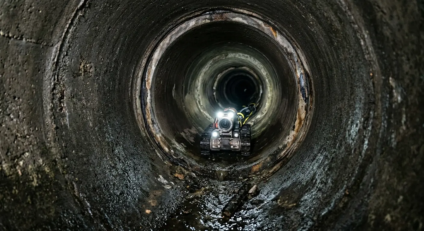 Robotic sewer camera inspecting pipe interior for Sewer Line Repair in Worcester